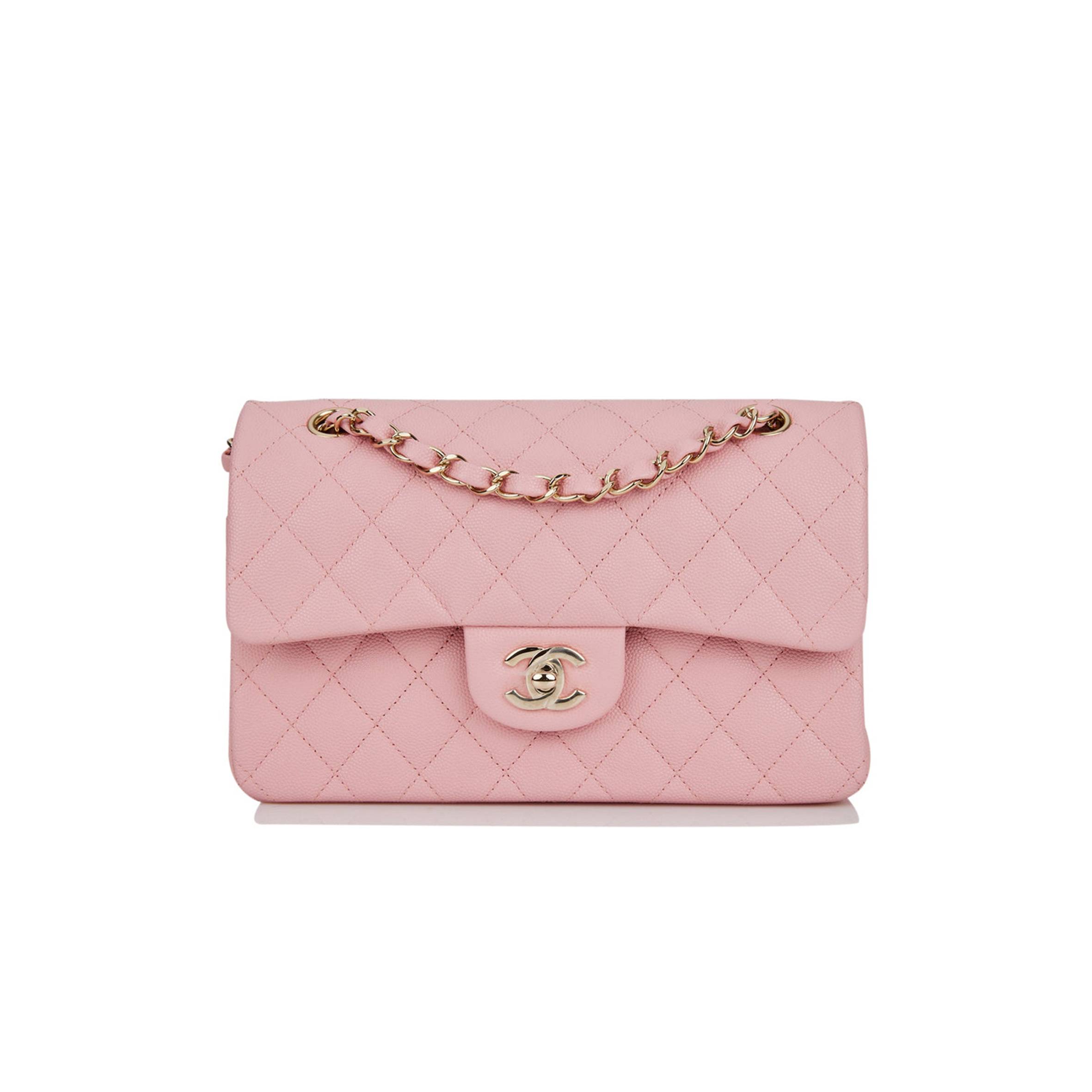 CHANEL SMALL CLASSIC DOUBLE FLAP PINK CAVIAR LIGHT GOLD HARDWARE (23*13*6cm) CHANEL SMALL CLASSIC DOUBLE FLAP PINK CAVIAR LIGHT GOLD HARDWARE (23*13*6cm)