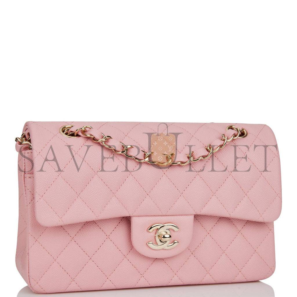 CHANEL SMALL CLASSIC DOUBLE FLAP PINK CAVIAR LIGHT GOLD HARDWARE (23*13*6cm) CHANEL SMALL CLASSIC DOUBLE FLAP PINK CAVIAR LIGHT GOLD HARDWARE (23*13*6cm)