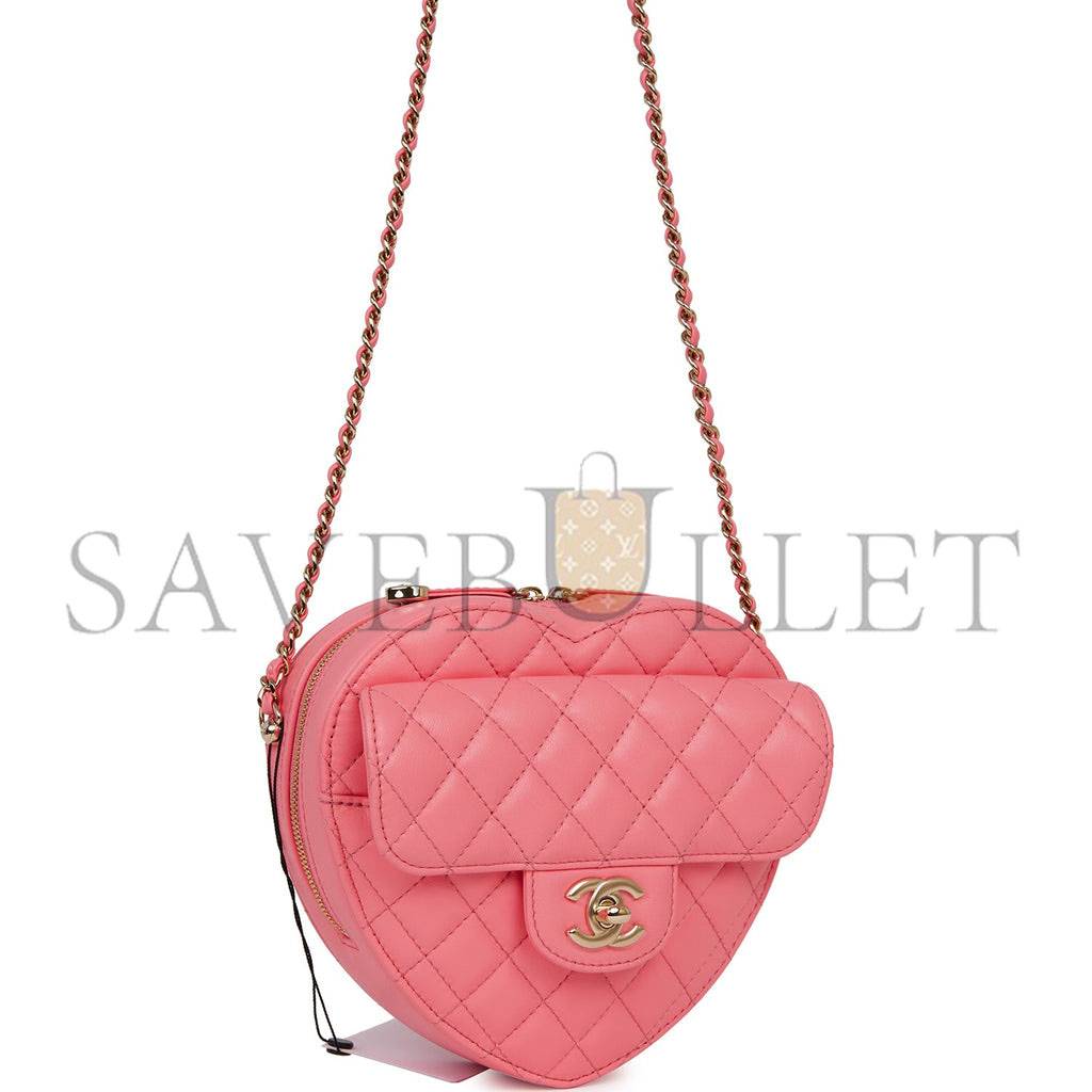 CHANEL CC IN LOVE LARGE HEART BAG PINK LAMBSKIN LIGHT GOLD HARDWARE (20*18*6cm) CHANEL CC IN LOVE LARGE HEART BAG PINK LAMBSKIN LIGHT GOLD HARDWARE (20*18*6cm)