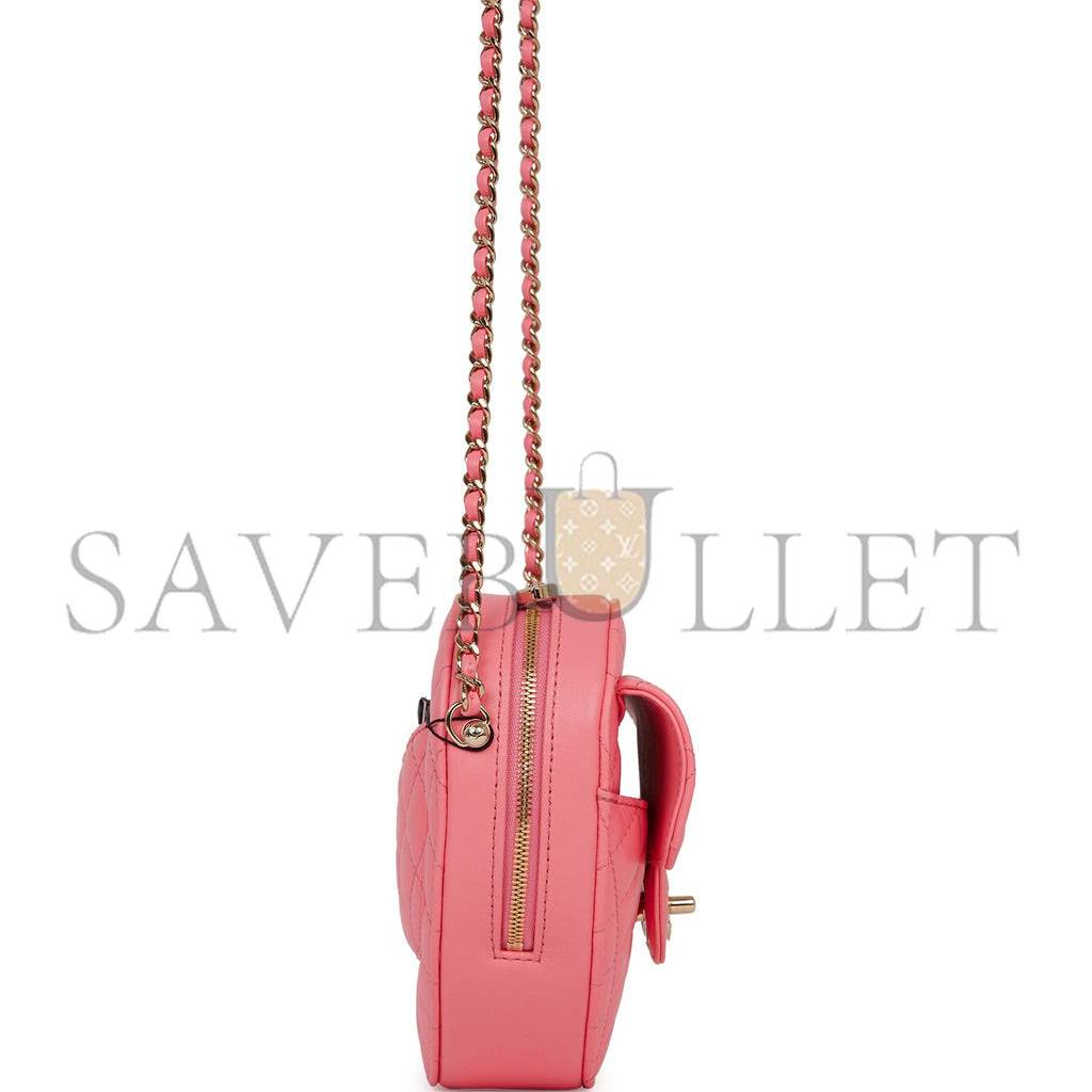 CHANEL CC IN LOVE LARGE HEART BAG PINK LAMBSKIN LIGHT GOLD HARDWARE (20*18*6cm) CHANEL CC IN LOVE LARGE HEART BAG PINK LAMBSKIN LIGHT GOLD HARDWARE (20*18*6cm)