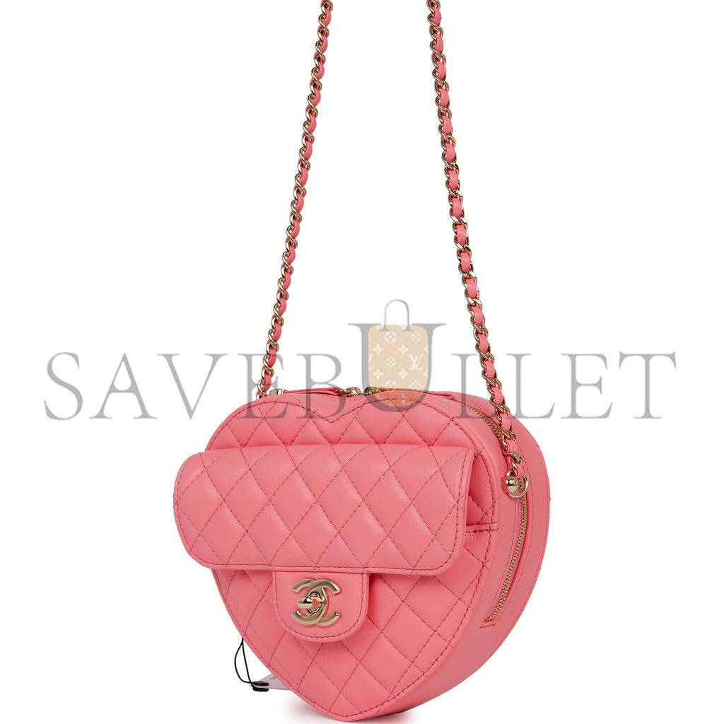 CHANEL CC IN LOVE LARGE HEART BAG PINK LAMBSKIN LIGHT GOLD HARDWARE (20*18*6cm) CHANEL CC IN LOVE LARGE HEART BAG PINK LAMBSKIN LIGHT GOLD HARDWARE (20*18*6cm)