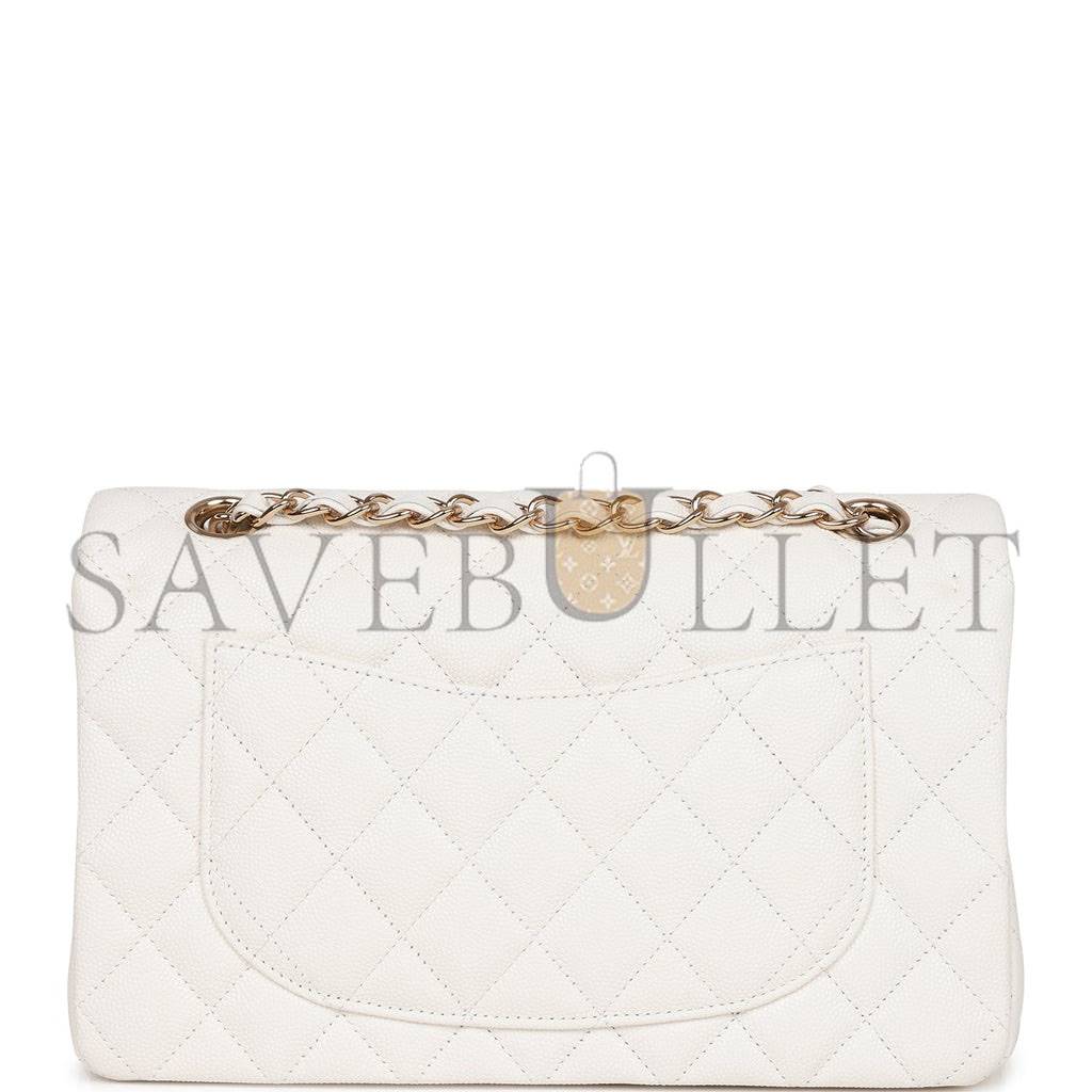 CHANEL SMALL CLASSIC DOUBLE FLAP WHITE CAVIAR GOLD HARDWARE (23*13*6cm) CHANEL SMALL CLASSIC DOUBLE FLAP WHITE CAVIAR GOLD HARDWARE (23*13*6cm)