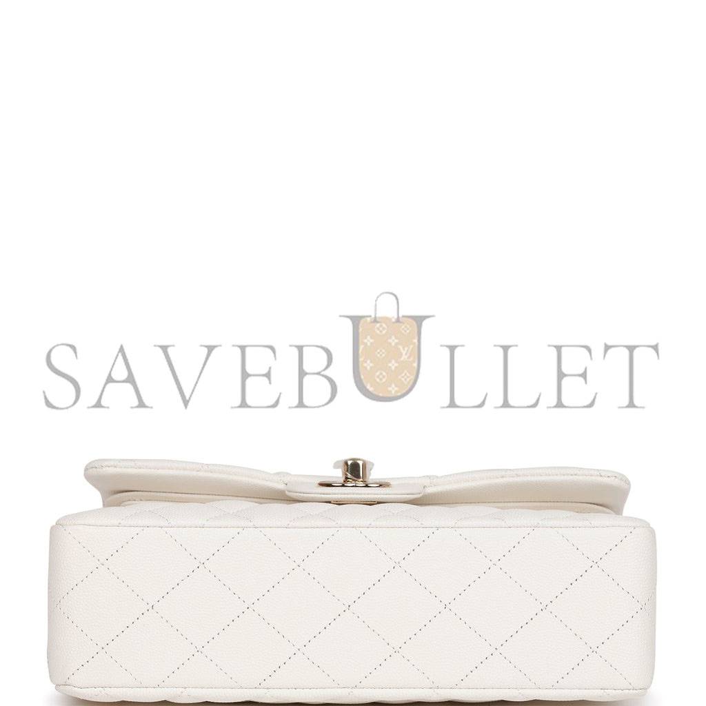 CHANEL SMALL CLASSIC DOUBLE FLAP WHITE CAVIAR GOLD HARDWARE (23*13*6cm) CHANEL SMALL CLASSIC DOUBLE FLAP WHITE CAVIAR GOLD HARDWARE (23*13*6cm)