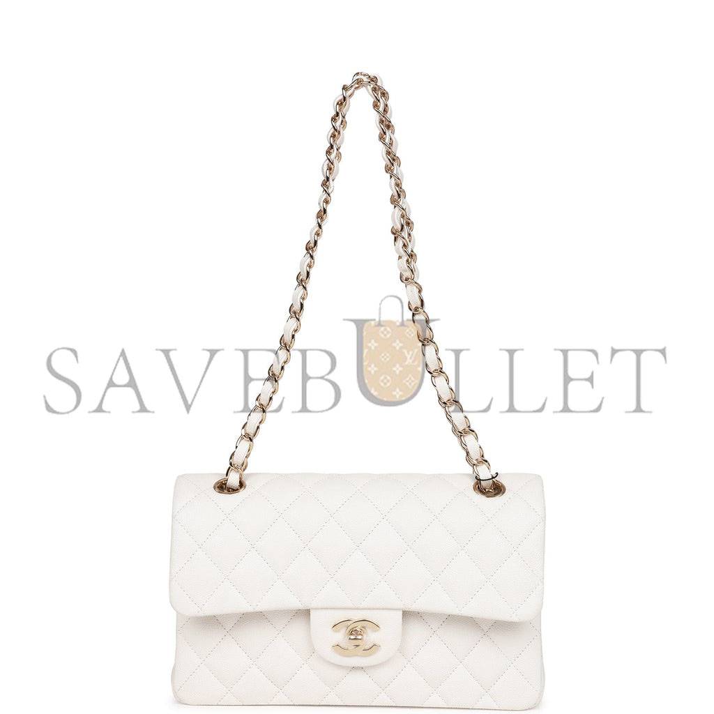 CHANEL SMALL CLASSIC DOUBLE FLAP WHITE CAVIAR GOLD HARDWARE (23*13*6cm) CHANEL SMALL CLASSIC DOUBLE FLAP WHITE CAVIAR GOLD HARDWARE (23*13*6cm)