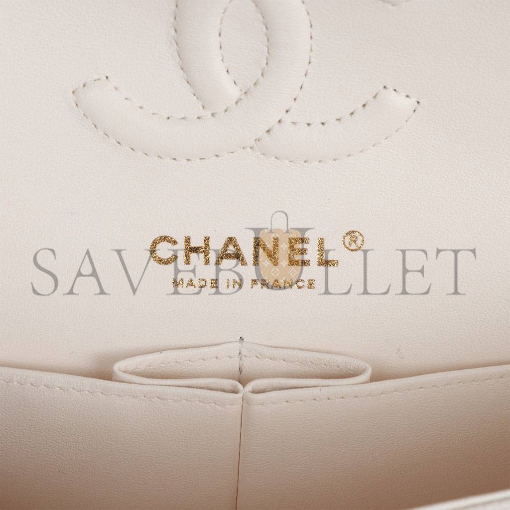 CHANEL SMALL CLASSIC DOUBLE FLAP WHITE CAVIAR GOLD HARDWARE (23*13*6cm) CHANEL SMALL CLASSIC DOUBLE FLAP WHITE CAVIAR GOLD HARDWARE (23*13*6cm)