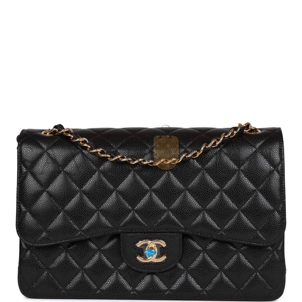 CHANEL JUMBO CLASSIC DOUBLE FLAP BAG BLACK CAVIAR GOLD HARDWARE (30*20*9cm) CHANEL JUMBO CLASSIC DOUBLE FLAP BAG BLACK CAVIAR GOLD HARDWARE (30*20*9cm)