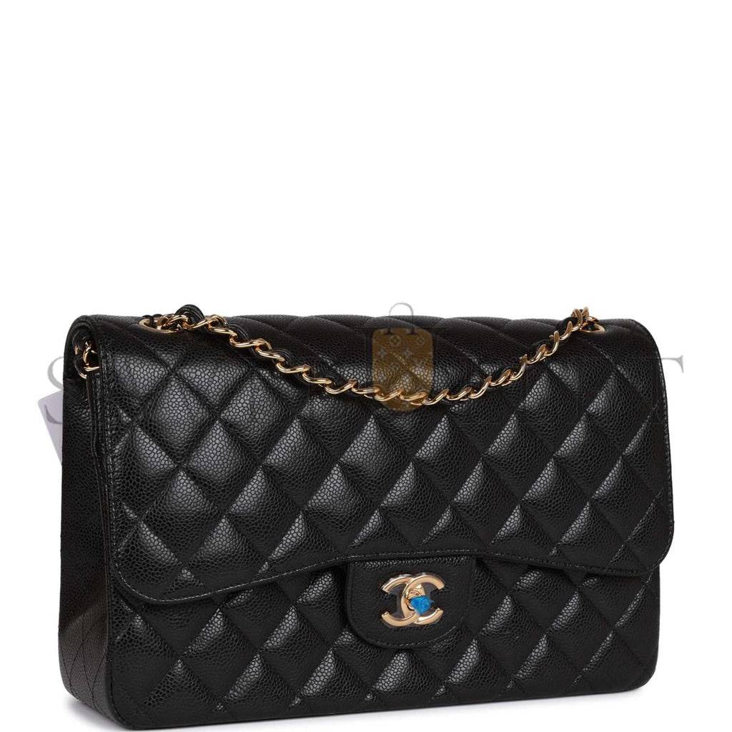 CHANEL JUMBO CLASSIC DOUBLE FLAP BAG BLACK CAVIAR GOLD HARDWARE (30*20*9cm) CHANEL JUMBO CLASSIC DOUBLE FLAP BAG BLACK CAVIAR GOLD HARDWARE (30*20*9cm)