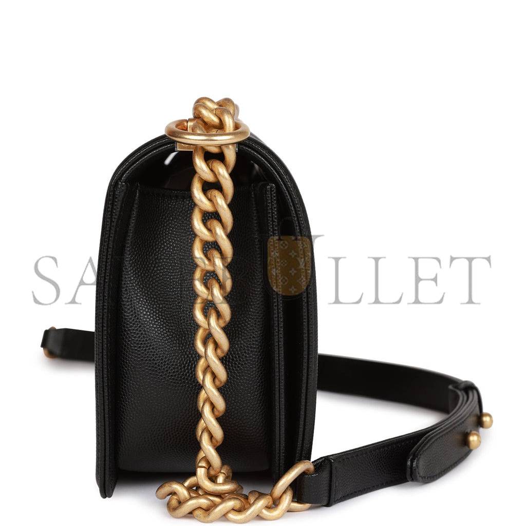 CHANEL MEDIUM BOY BAG BLACK CAVIAR ANTIQUE GOLD HARDWARE (25*15*9cm) CHANEL MEDIUM BOY BAG BLACK CAVIAR ANTIQUE GOLD HARDWARE (25*15*9cm)