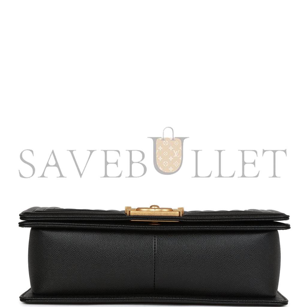 CHANEL MEDIUM BOY BAG BLACK CAVIAR ANTIQUE GOLD HARDWARE (25*15*9cm) CHANEL MEDIUM BOY BAG BLACK CAVIAR ANTIQUE GOLD HARDWARE (25*15*9cm)