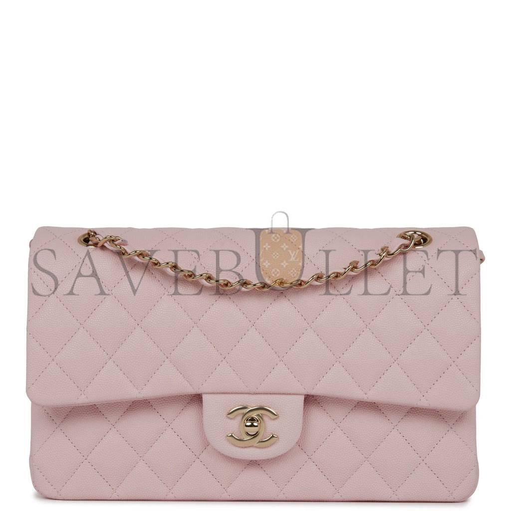 CHANEL MEDIUM CLASSIC DOUBLE FLAP BAG LIGHT PINK CAVIAR LIGHT GOLD HARDWARE (25.5*15.2*7cm) CHANEL MEDIUM CLASSIC DOUBLE FLAP BAG LIGHT PINK CAVIAR LIGHT GOLD HARDWARE (25.5*15.2*7cm)