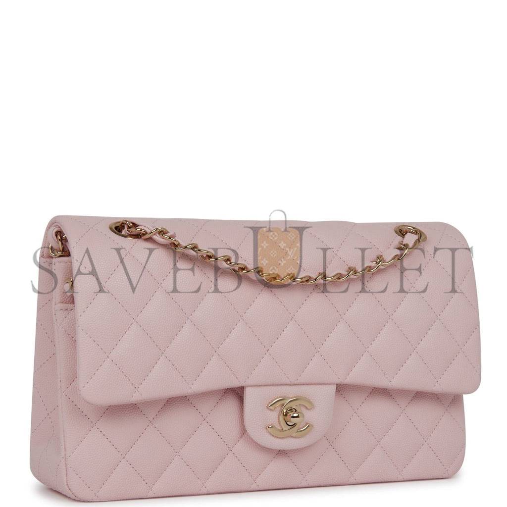CHANEL MEDIUM CLASSIC DOUBLE FLAP BAG LIGHT PINK CAVIAR LIGHT GOLD HARDWARE (25.5*15.2*7cm) CHANEL MEDIUM CLASSIC DOUBLE FLAP BAG LIGHT PINK CAVIAR LIGHT GOLD HARDWARE (25.5*15.2*7cm)