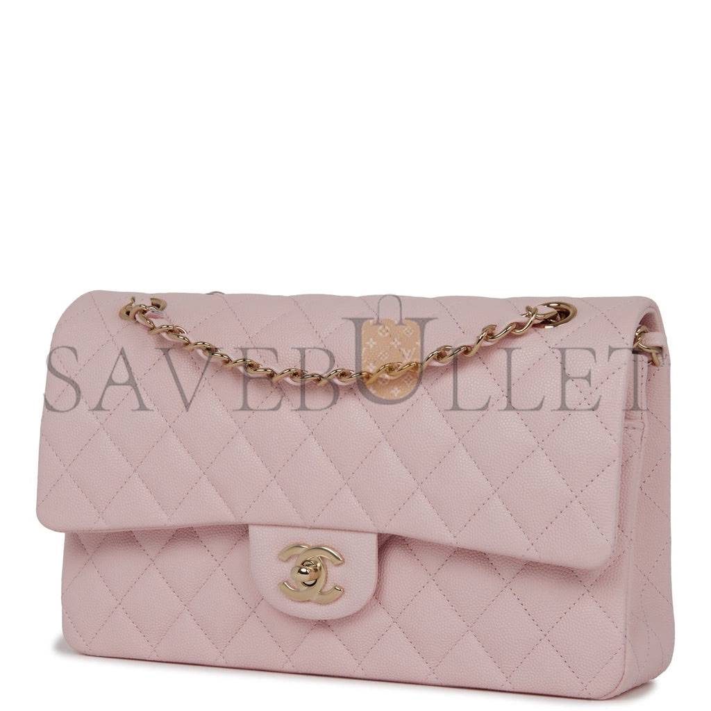CHANEL MEDIUM CLASSIC DOUBLE FLAP BAG LIGHT PINK CAVIAR LIGHT GOLD HARDWARE (25.5*15.2*7cm) CHANEL MEDIUM CLASSIC DOUBLE FLAP BAG LIGHT PINK CAVIAR LIGHT GOLD HARDWARE (25.5*15.2*7cm)