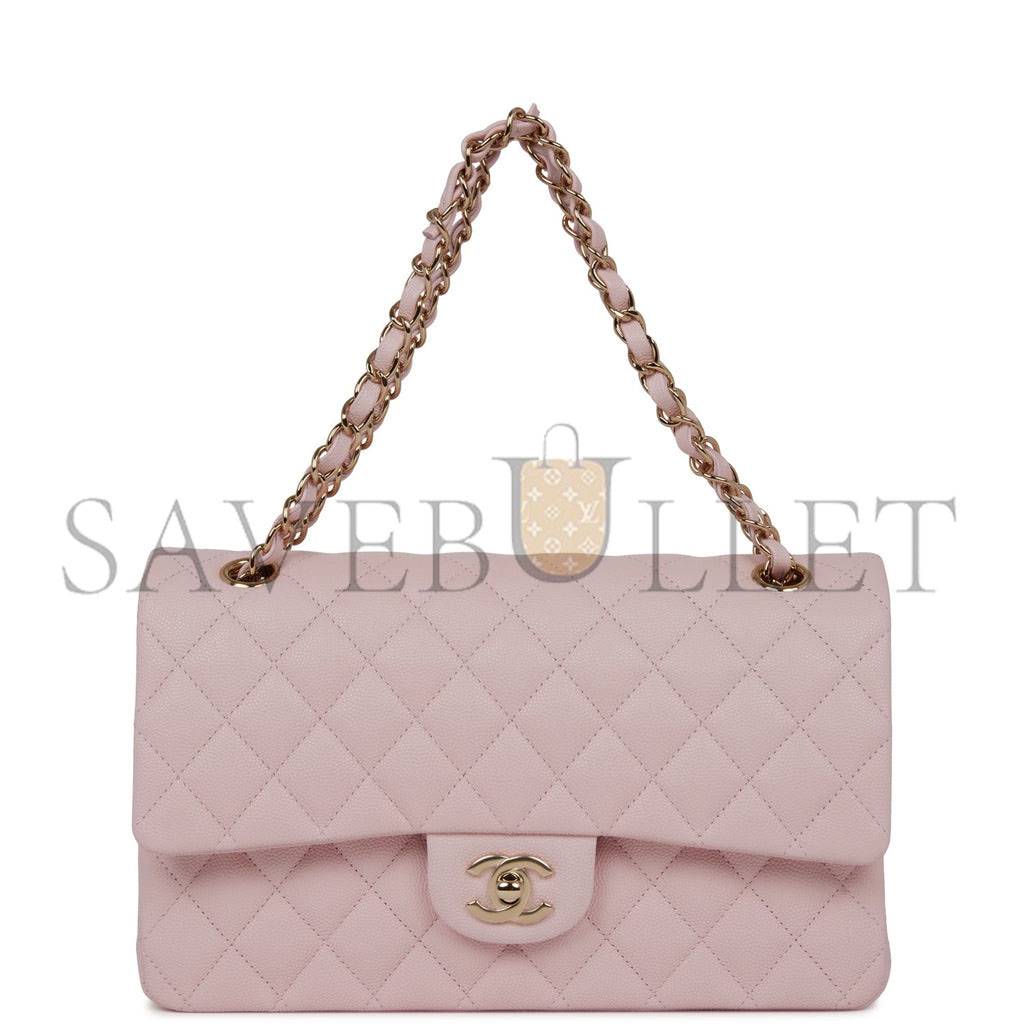 CHANEL MEDIUM CLASSIC DOUBLE FLAP BAG LIGHT PINK CAVIAR LIGHT GOLD HARDWARE (25.5*15.2*7cm) CHANEL MEDIUM CLASSIC DOUBLE FLAP BAG LIGHT PINK CAVIAR LIGHT GOLD HARDWARE (25.5*15.2*7cm)