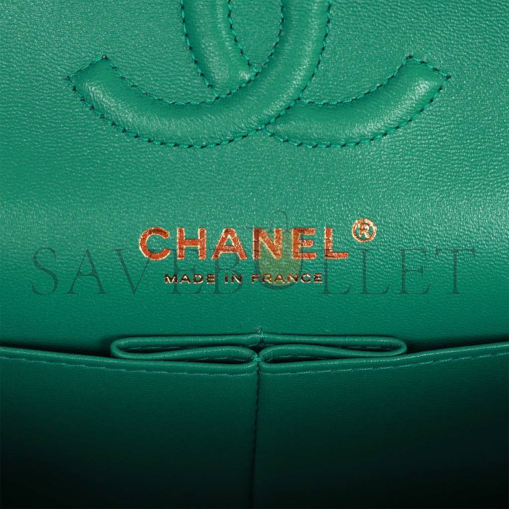CHANEL SMALL CLASSIC DOUBLE FLAP BAG GREEN LAMBSKIN LIGHT GOLD HARDWARE (23*13*6cm) CHANEL SMALL CLASSIC DOUBLE FLAP BAG GREEN LAMBSKIN LIGHT GOLD HARDWARE (23*13*6cm)