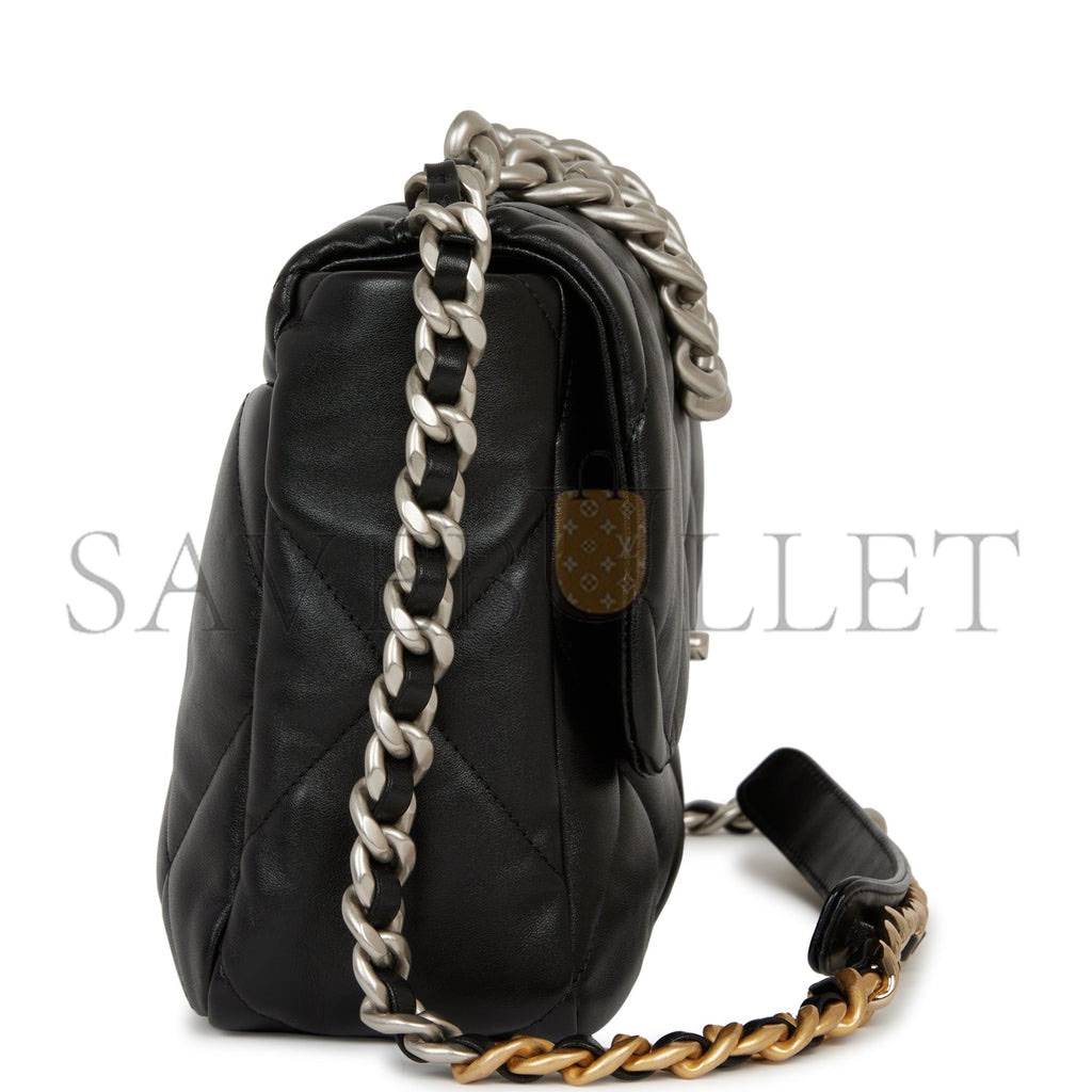 CHANEL LARGE 19 FLAP BAG BLACK LAMBSKIN MIXED HARDWARE (30*20*9cm) CHANEL LARGE 19 FLAP BAG BLACK LAMBSKIN MIXED HARDWARE (30*20*9cm)