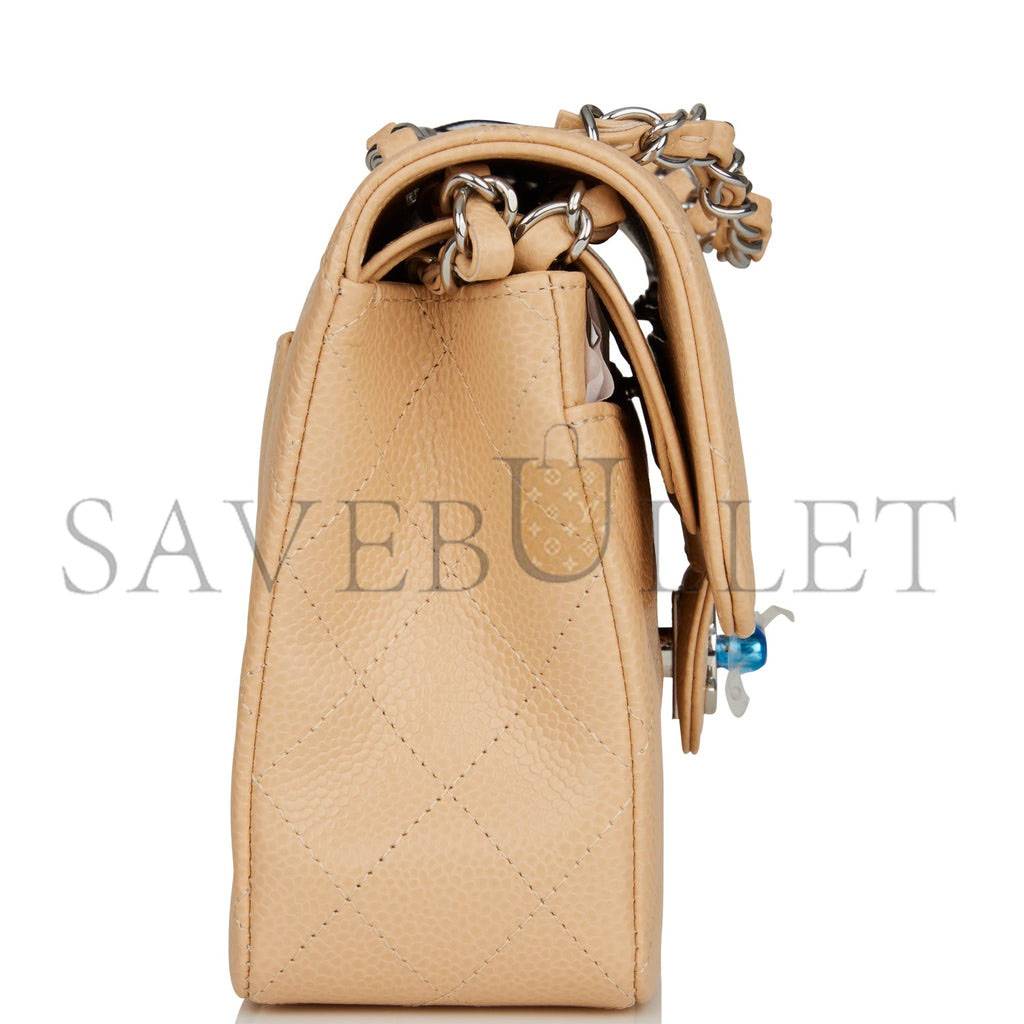 CHANEL SMALL CLASSIC DOUBLE FLAP BAG BEIGE CAVIAR SILVER HARDWARE (23*13*6cm) CHANEL SMALL CLASSIC DOUBLE FLAP BAG BEIGE CAVIAR SILVER HARDWARE (23*13*6cm)