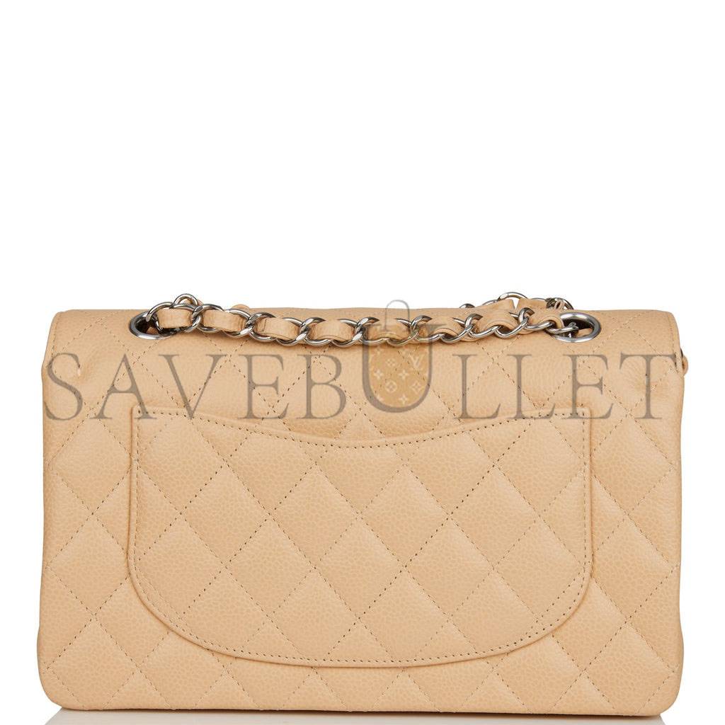 CHANEL SMALL CLASSIC DOUBLE FLAP BAG BEIGE CAVIAR SILVER HARDWARE (23*13*6cm) CHANEL SMALL CLASSIC DOUBLE FLAP BAG BEIGE CAVIAR SILVER HARDWARE (23*13*6cm)