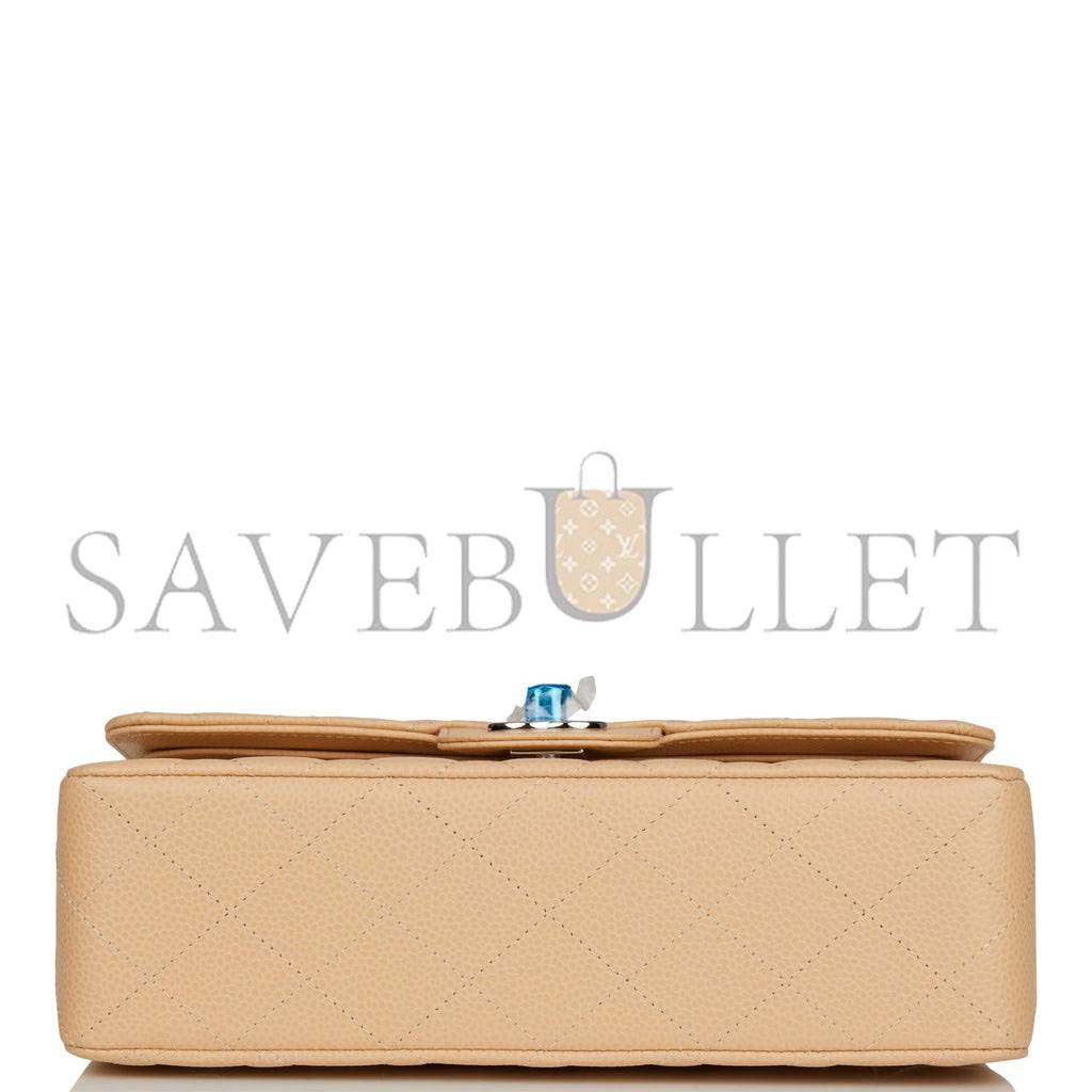 CHANEL SMALL CLASSIC DOUBLE FLAP BAG BEIGE CAVIAR SILVER HARDWARE (23*13*6cm) CHANEL SMALL CLASSIC DOUBLE FLAP BAG BEIGE CAVIAR SILVER HARDWARE (23*13*6cm)