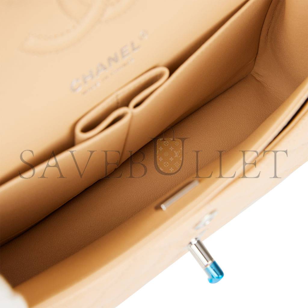 CHANEL SMALL CLASSIC DOUBLE FLAP BAG BEIGE CAVIAR SILVER HARDWARE (23*13*6cm) CHANEL SMALL CLASSIC DOUBLE FLAP BAG BEIGE CAVIAR SILVER HARDWARE (23*13*6cm)