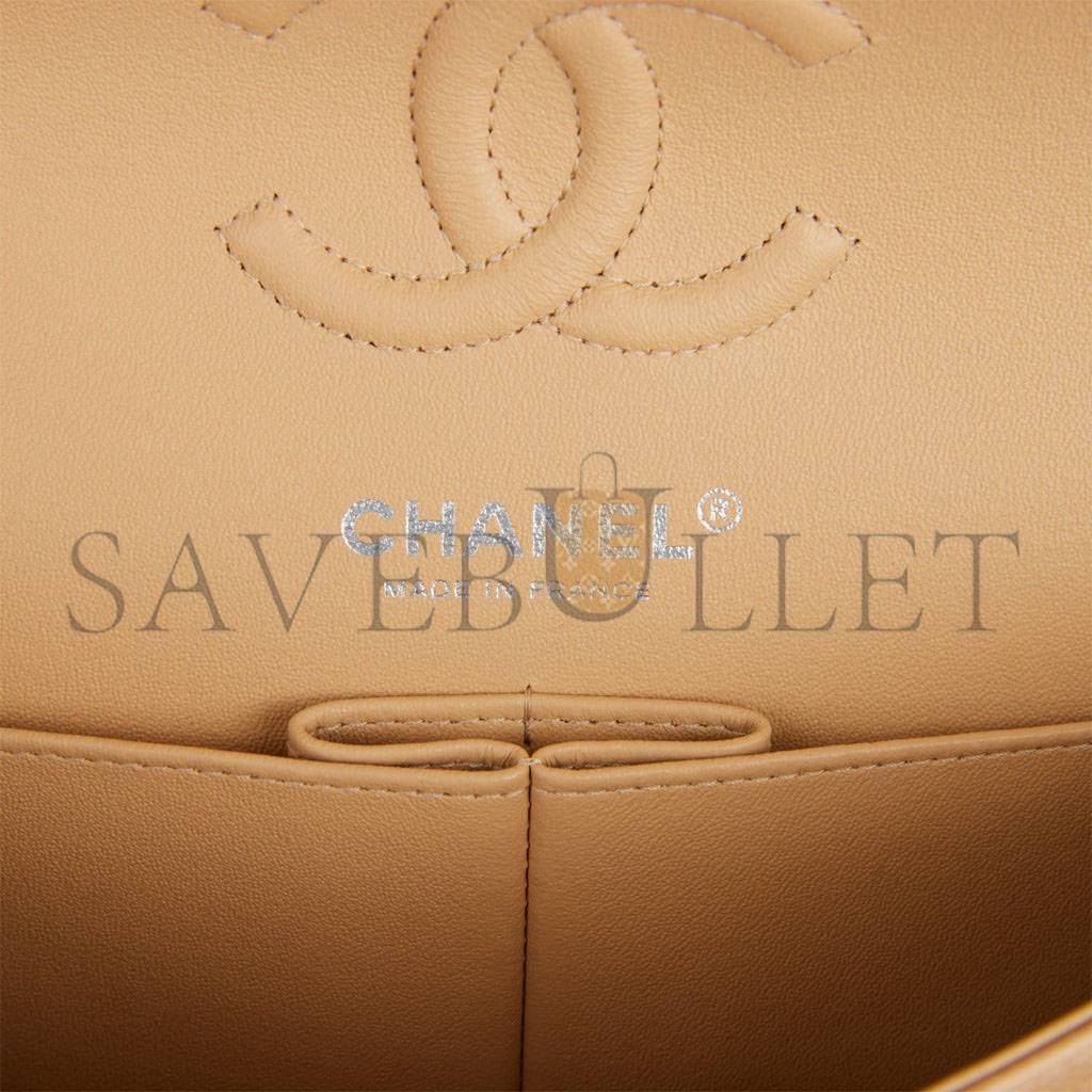 CHANEL SMALL CLASSIC DOUBLE FLAP BAG BEIGE CAVIAR SILVER HARDWARE (23*13*6cm) CHANEL SMALL CLASSIC DOUBLE FLAP BAG BEIGE CAVIAR SILVER HARDWARE (23*13*6cm)
