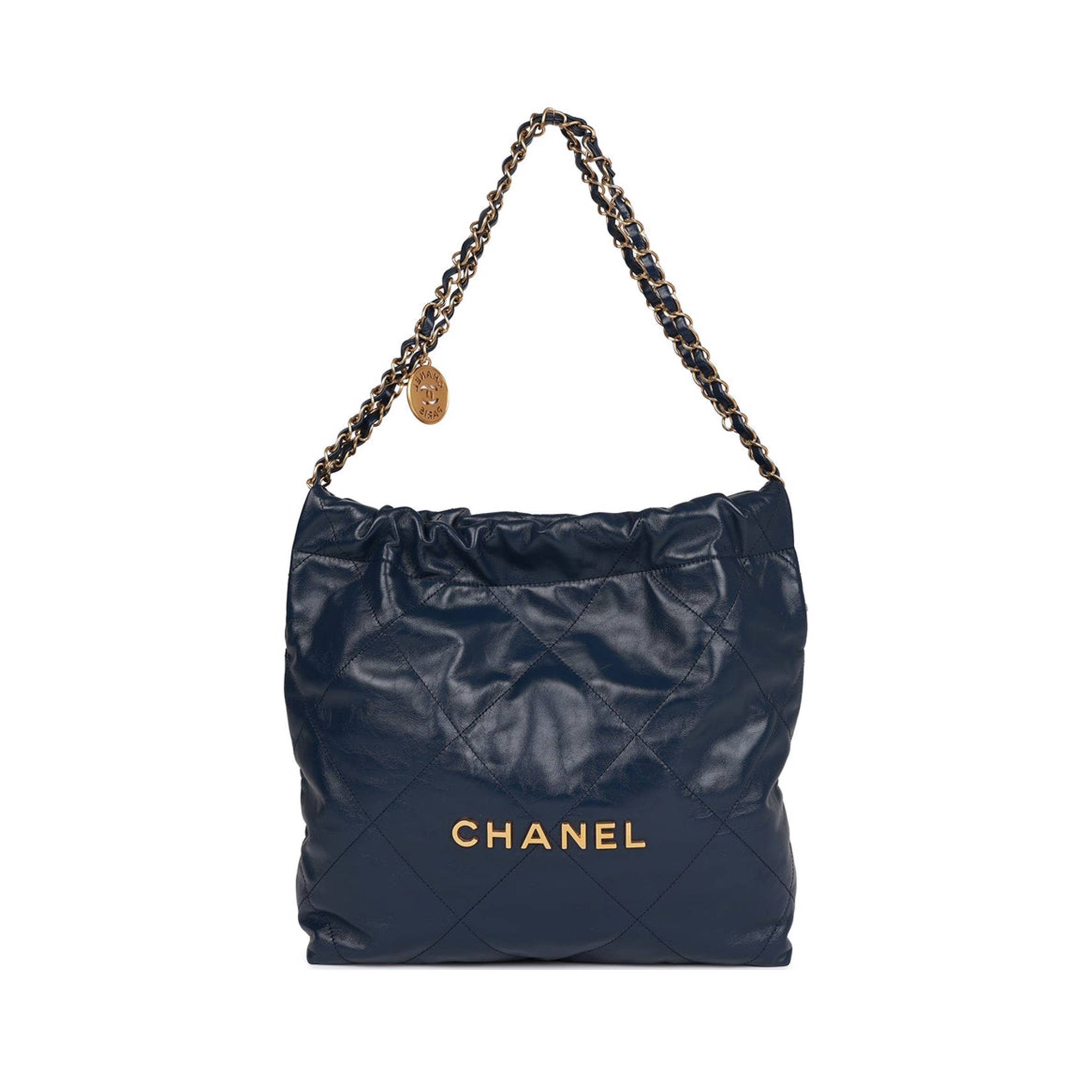 CHANEL LARGE 22 BAG NAVY LAMBSKIN ANTIQUE GOLD HARDWARE (46*45*10cm) CHANEL LARGE 22 BAG NAVY LAMBSKIN ANTIQUE GOLD HARDWARE (46*45*10cm)