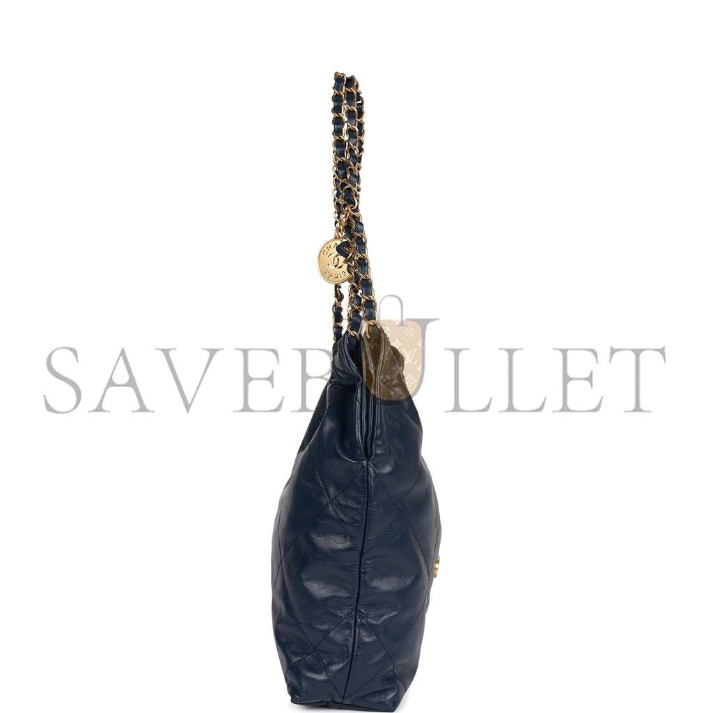CHANEL LARGE 22 BAG NAVY LAMBSKIN ANTIQUE GOLD HARDWARE (46*45*10cm) CHANEL LARGE 22 BAG NAVY LAMBSKIN ANTIQUE GOLD HARDWARE (46*45*10cm)