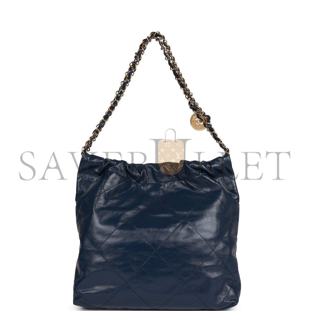 CHANEL LARGE 22 BAG NAVY LAMBSKIN ANTIQUE GOLD HARDWARE (46*45*10cm) CHANEL LARGE 22 BAG NAVY LAMBSKIN ANTIQUE GOLD HARDWARE (46*45*10cm)