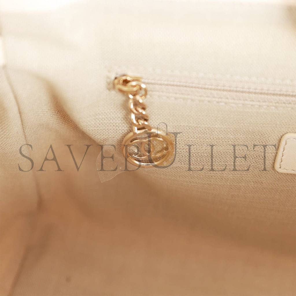 CHANEL SMALL DEAUVILLE SHOPPING BAG WHITE BOUCLE LIGHT GOLD HARDWARE (34*27*15cm) CHANEL SMALL DEAUVILLE SHOPPING BAG WHITE BOUCLE LIGHT GOLD HARDWARE (34*27*15cm)