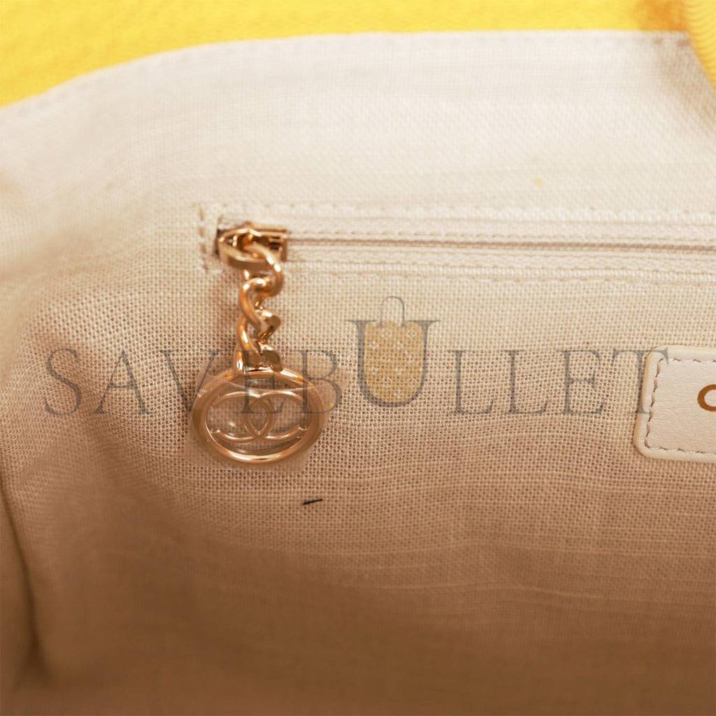 CHANEL SMALL DEAUVILLE SHOPPING BAG DARK YELLOW BOUCLE LIGHT GOLD HARDWARE (34*27*15cm) CHANEL SMALL DEAUVILLE SHOPPING BAG DARK YELLOW BOUCLE LIGHT GOLD HARDWARE (34*27*15cm)
