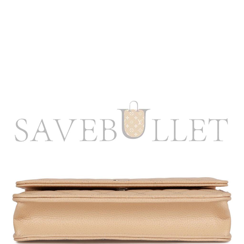CHANEL WALLET ON CHAIN WOC BEIGE CAVIAR SILVER HARDWARE (19*12*4cm) CHANEL WALLET ON CHAIN WOC BEIGE CAVIAR SILVER HARDWARE (19*12*4cm)