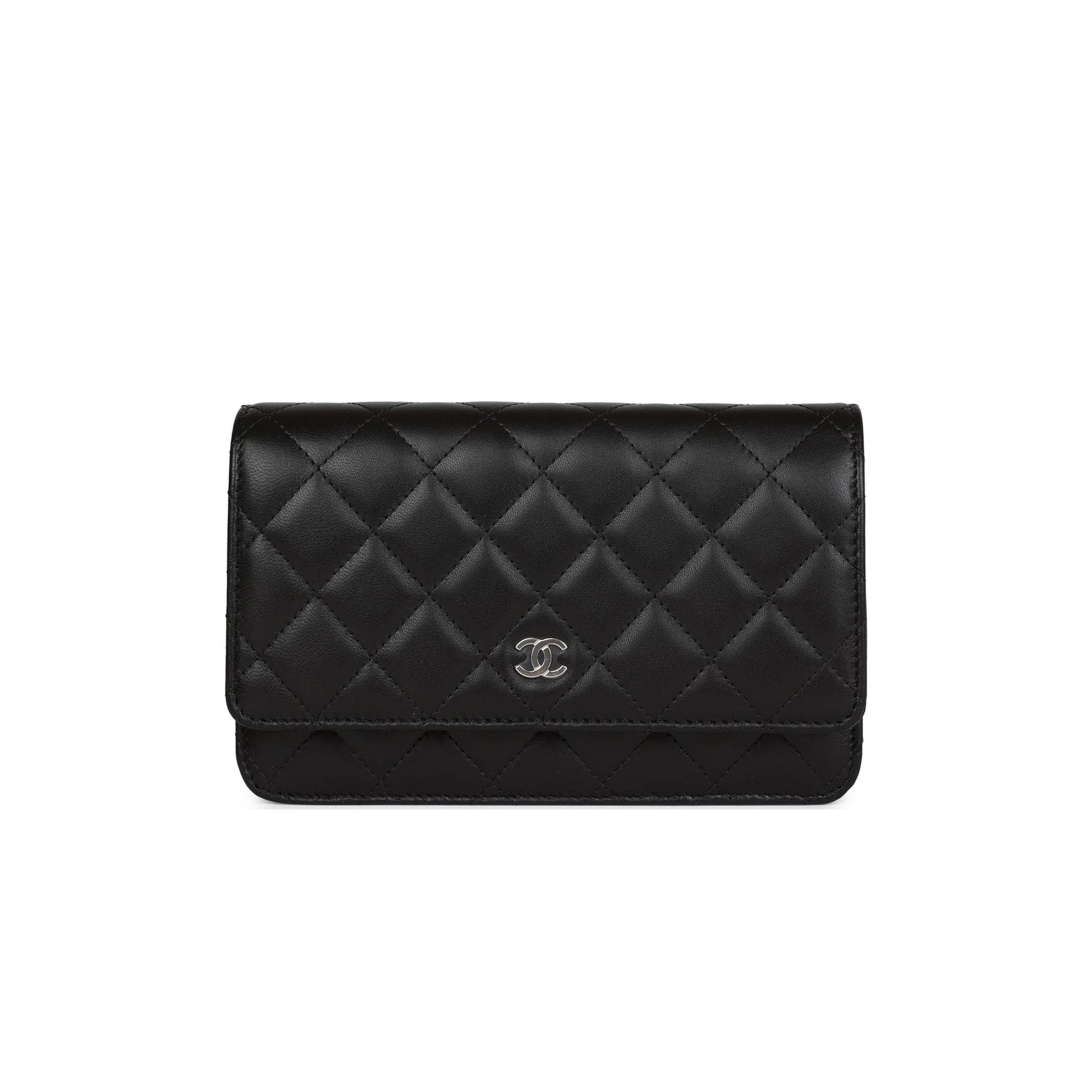 CHANEL WALLET ON CHAIN WOC BLACK LAMBSKIN SILVER HARDWARE (19*12*4cm) CHANEL WALLET ON CHAIN WOC BLACK LAMBSKIN SILVER HARDWARE (19*12*4cm)