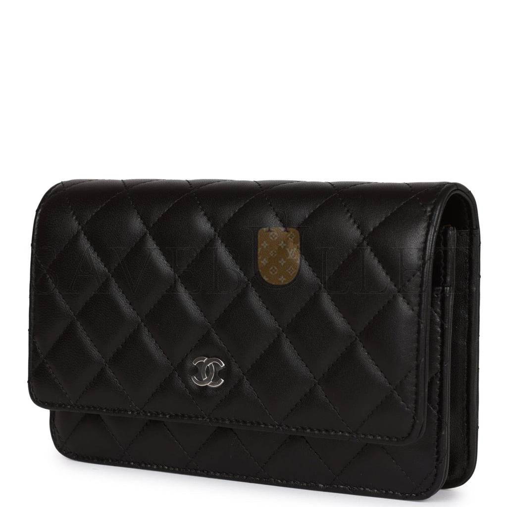 CHANEL WALLET ON CHAIN WOC BLACK LAMBSKIN SILVER HARDWARE (19*12*4cm) CHANEL WALLET ON CHAIN WOC BLACK LAMBSKIN SILVER HARDWARE (19*12*4cm)
