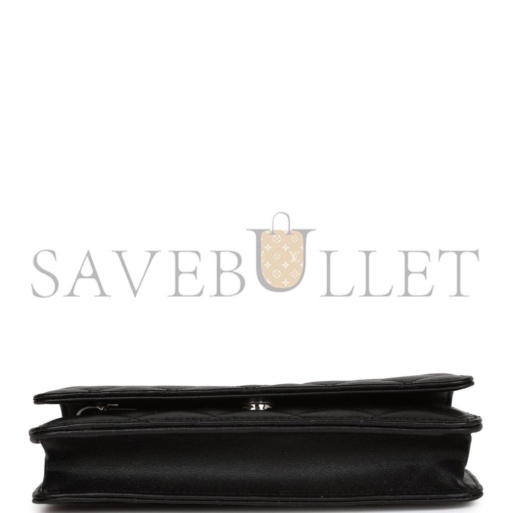 CHANEL WALLET ON CHAIN WOC BLACK LAMBSKIN SILVER HARDWARE (19*12*4cm) CHANEL WALLET ON CHAIN WOC BLACK LAMBSKIN SILVER HARDWARE (19*12*4cm)
