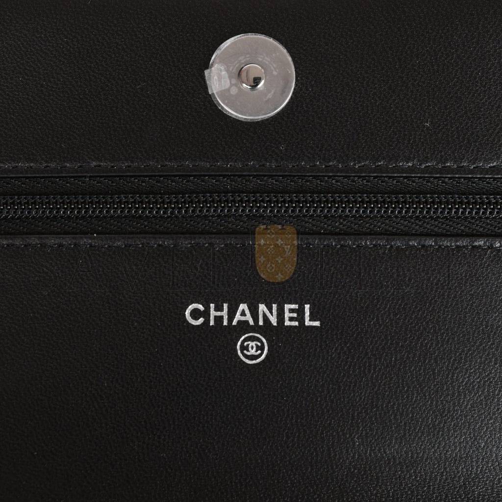 CHANEL WALLET ON CHAIN WOC BLACK LAMBSKIN SILVER HARDWARE (19*12*4cm) CHANEL WALLET ON CHAIN WOC BLACK LAMBSKIN SILVER HARDWARE (19*12*4cm)