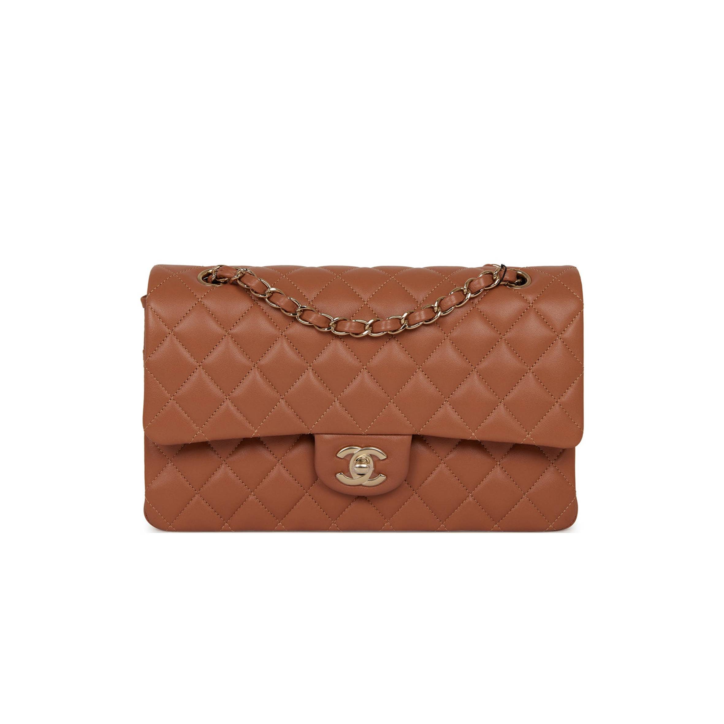 CHANEL MEDIUM CLASSIC DOUBLE FLAP BAG CARAMEL LAMBSKIN LIGHT GOLD HARDWARE (25*15*7cm) CHANEL MEDIUM CLASSIC DOUBLE FLAP BAG CARAMEL LAMBSKIN LIGHT GOLD HARDWARE (25*15*7cm)
