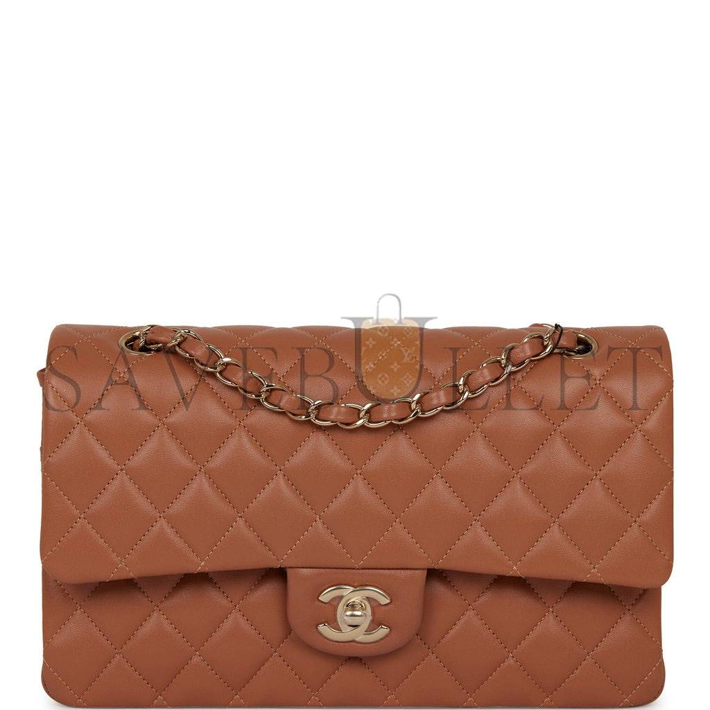 CHANEL MEDIUM CLASSIC DOUBLE FLAP BAG CARAMEL LAMBSKIN LIGHT GOLD HARDWARE (25*15*7cm) CHANEL MEDIUM CLASSIC DOUBLE FLAP BAG CARAMEL LAMBSKIN LIGHT GOLD HARDWARE (25*15*7cm)