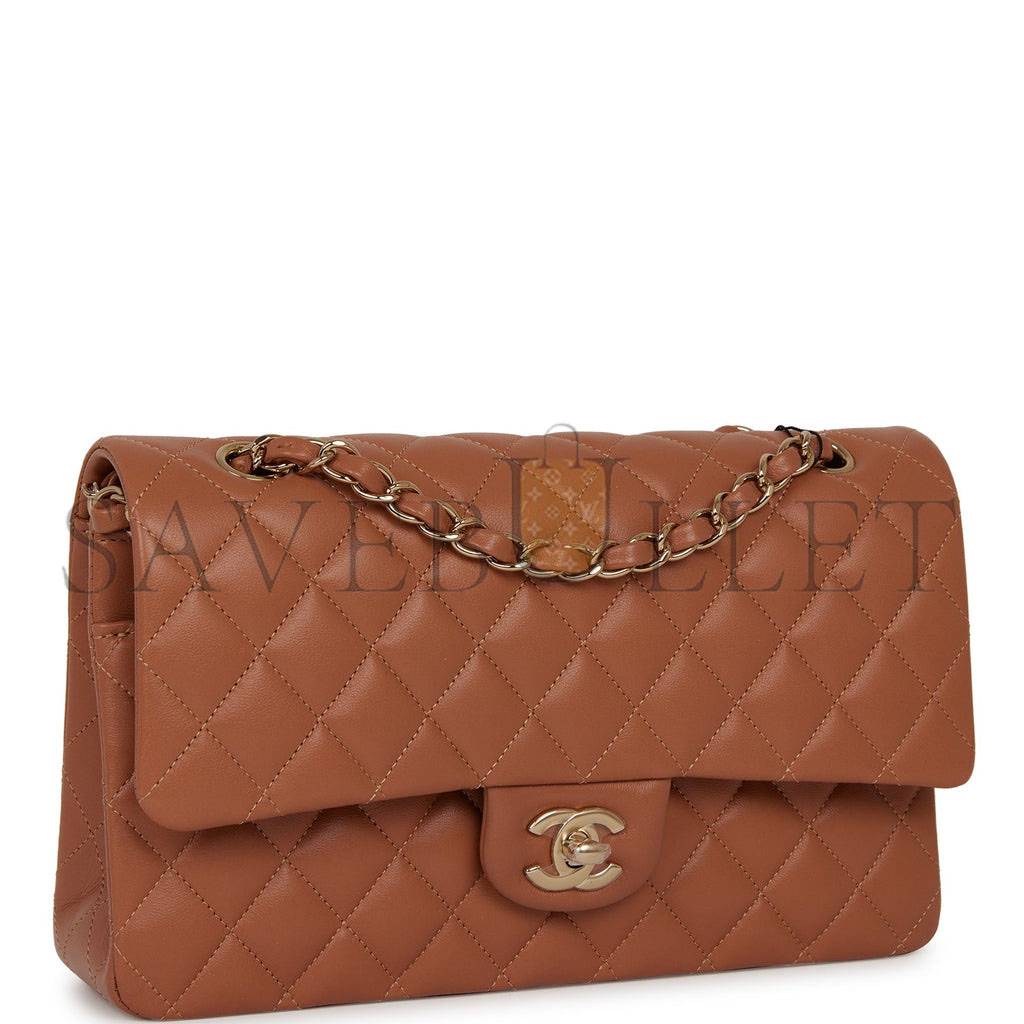 CHANEL MEDIUM CLASSIC DOUBLE FLAP BAG CARAMEL LAMBSKIN LIGHT GOLD HARDWARE (25*15*7cm) CHANEL MEDIUM CLASSIC DOUBLE FLAP BAG CARAMEL LAMBSKIN LIGHT GOLD HARDWARE (25*15*7cm)