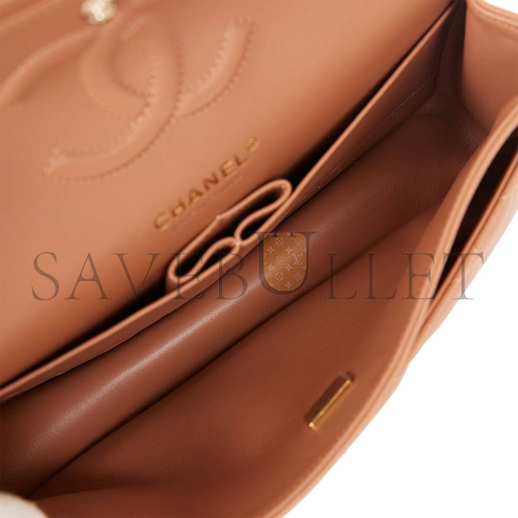 CHANEL MEDIUM CLASSIC DOUBLE FLAP BAG CARAMEL LAMBSKIN LIGHT GOLD HARDWARE (25*15*7cm) CHANEL MEDIUM CLASSIC DOUBLE FLAP BAG CARAMEL LAMBSKIN LIGHT GOLD HARDWARE (25*15*7cm)