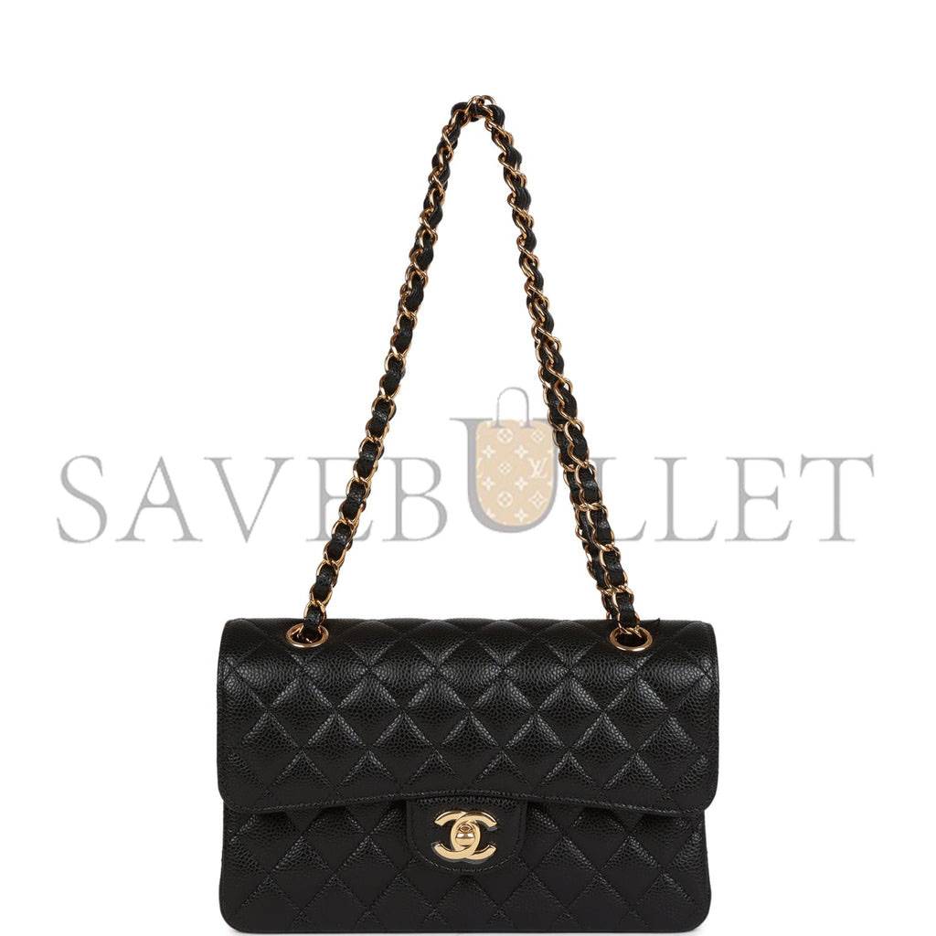 CHANEL SMALL CLASSIC DOUBLE FLAP BLACK CAVIAR GOLD HARDWARE (23*13*6cm) CHANEL SMALL CLASSIC DOUBLE FLAP BLACK CAVIAR GOLD HARDWARE (23*13*6cm)