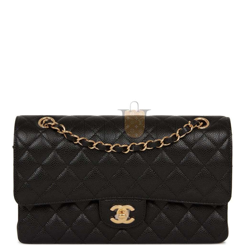 CHANEL MEDIUM CLASSIC DOUBLE FLAP BAG BLACK QUILTED CAVIAR GOLD HARDWARE (25*15*7cm) CHANEL MEDIUM CLASSIC DOUBLE FLAP BAG BLACK QUILTED CAVIAR GOLD HARDWARE (25*15*7cm)
