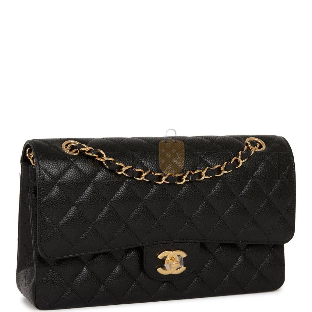 CHANEL MEDIUM CLASSIC DOUBLE FLAP BAG BLACK QUILTED CAVIAR GOLD HARDWARE (25*15*7cm) CHANEL MEDIUM CLASSIC DOUBLE FLAP BAG BLACK QUILTED CAVIAR GOLD HARDWARE (25*15*7cm)
