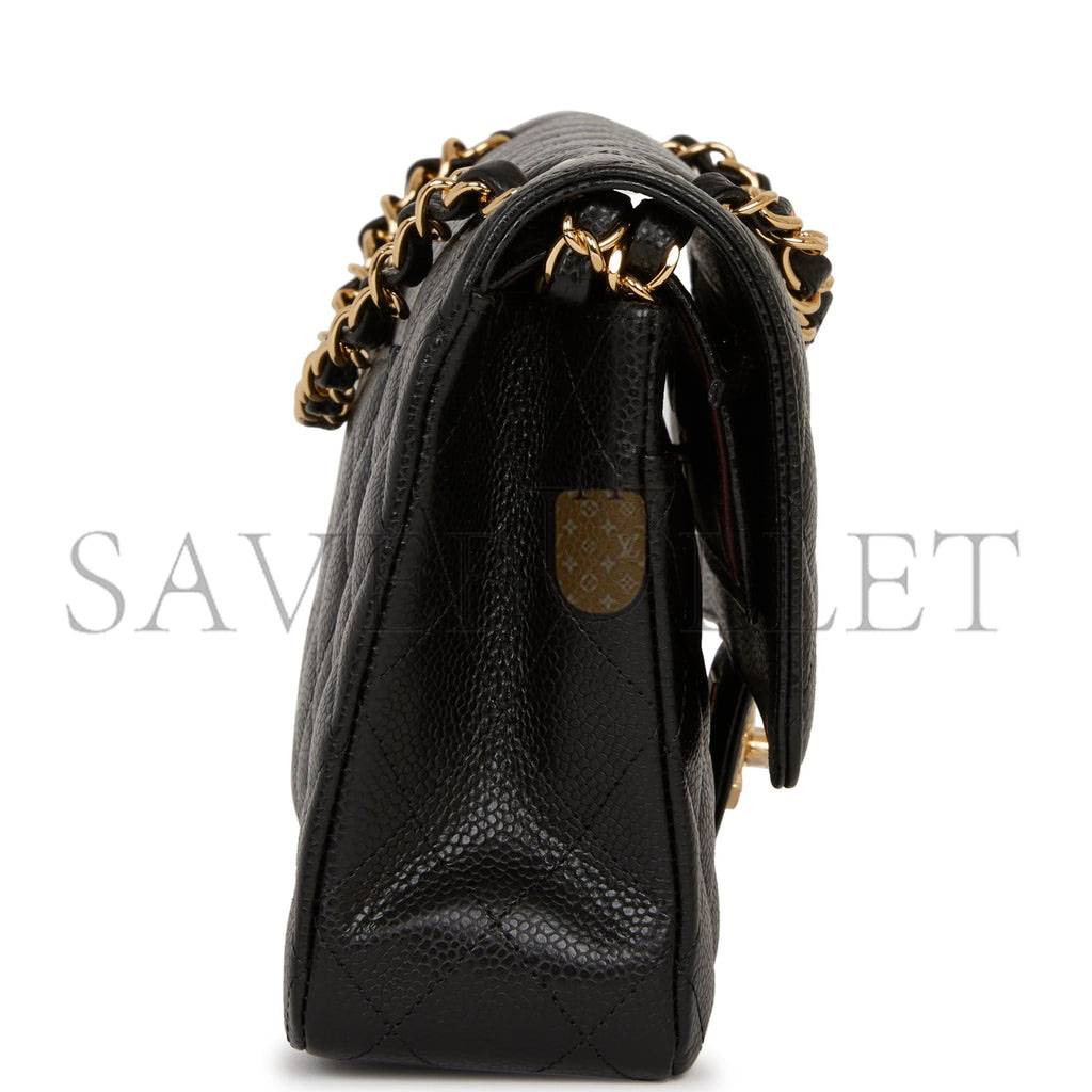 CHANEL MEDIUM CLASSIC DOUBLE FLAP BAG BLACK QUILTED CAVIAR GOLD HARDWARE (25*15*7cm) CHANEL MEDIUM CLASSIC DOUBLE FLAP BAG BLACK QUILTED CAVIAR GOLD HARDWARE (25*15*7cm)