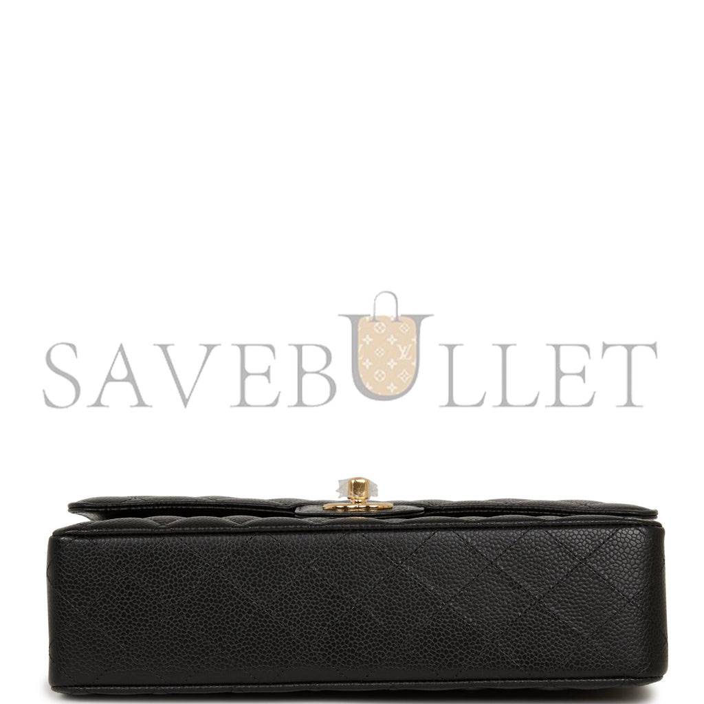 CHANEL MEDIUM CLASSIC DOUBLE FLAP BAG BLACK QUILTED CAVIAR GOLD HARDWARE (25*15*7cm) CHANEL MEDIUM CLASSIC DOUBLE FLAP BAG BLACK QUILTED CAVIAR GOLD HARDWARE (25*15*7cm)