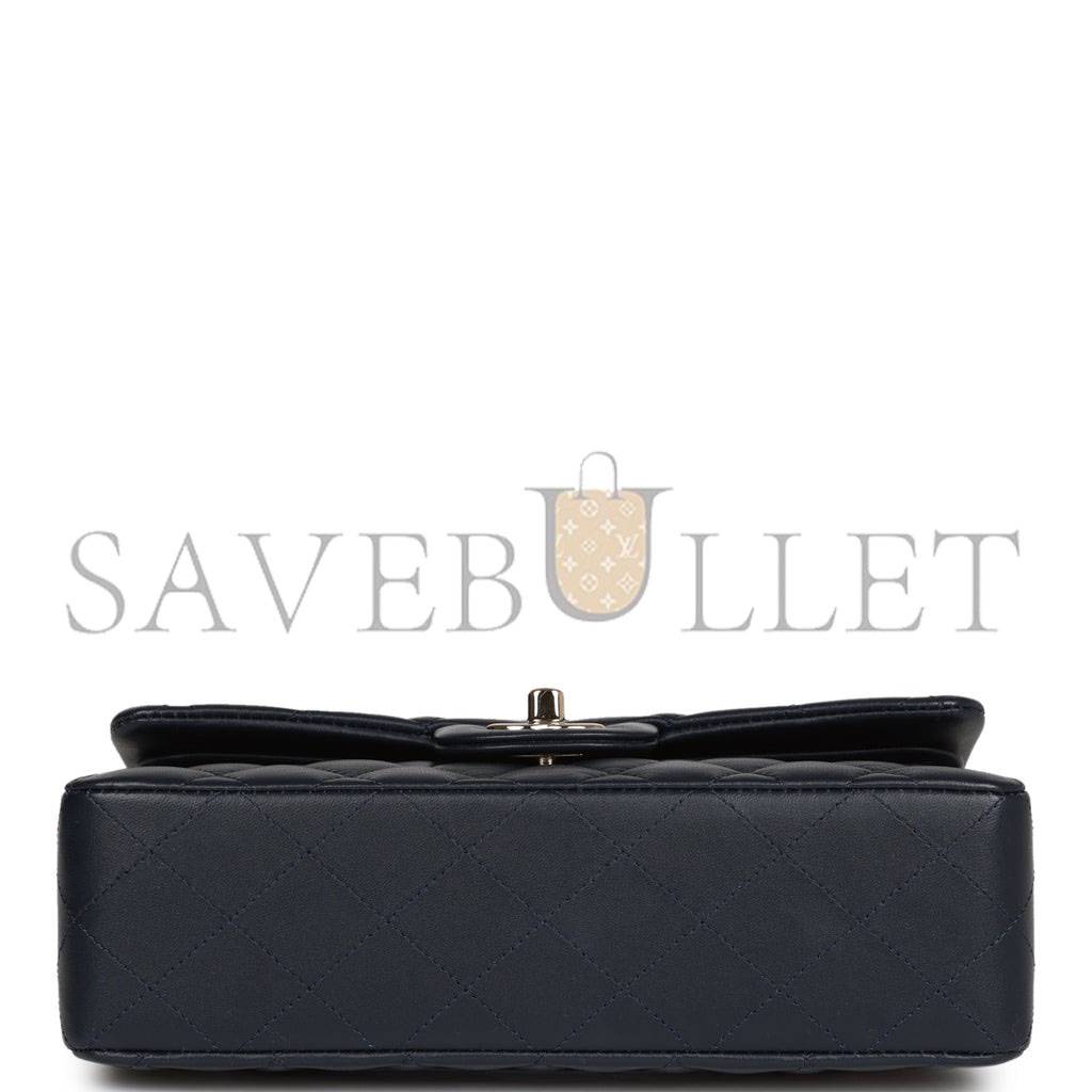 CHANEL SMALL CLASSIC DOUBLE FLAP NAVY LAMBSKIN LIGHT GOLD HARDWARE (23*13*6cm) CHANEL SMALL CLASSIC DOUBLE FLAP NAVY LAMBSKIN LIGHT GOLD HARDWARE (23*13*6cm)