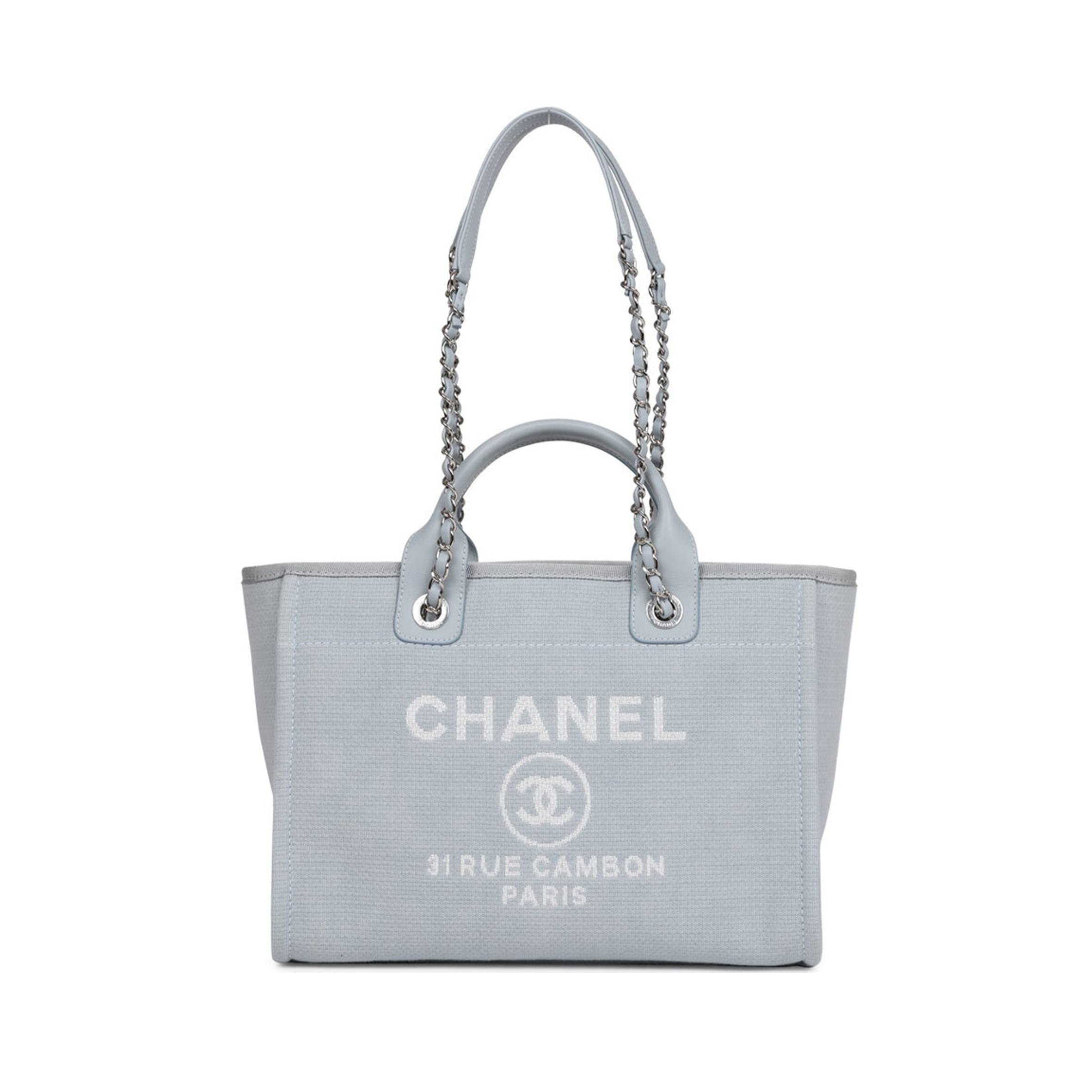 CHANEL SMALL DEAUVILLE SHOPPING BAG BLUE BOUCLE SILVER HARDWARE (34*27*15cm) CHANEL SMALL DEAUVILLE SHOPPING BAG BLUE BOUCLE SILVER HARDWARE (34*27*15cm)