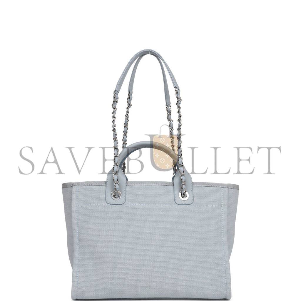 CHANEL SMALL DEAUVILLE SHOPPING BAG BLUE BOUCLE SILVER HARDWARE (34*27*15cm) CHANEL SMALL DEAUVILLE SHOPPING BAG BLUE BOUCLE SILVER HARDWARE (34*27*15cm)