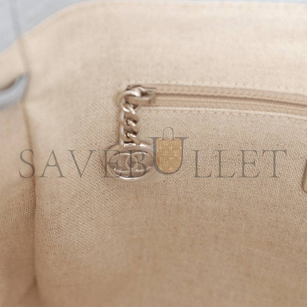 CHANEL SMALL DEAUVILLE SHOPPING BAG BLUE BOUCLE SILVER HARDWARE (34*27*15cm) CHANEL SMALL DEAUVILLE SHOPPING BAG BLUE BOUCLE SILVER HARDWARE (34*27*15cm)