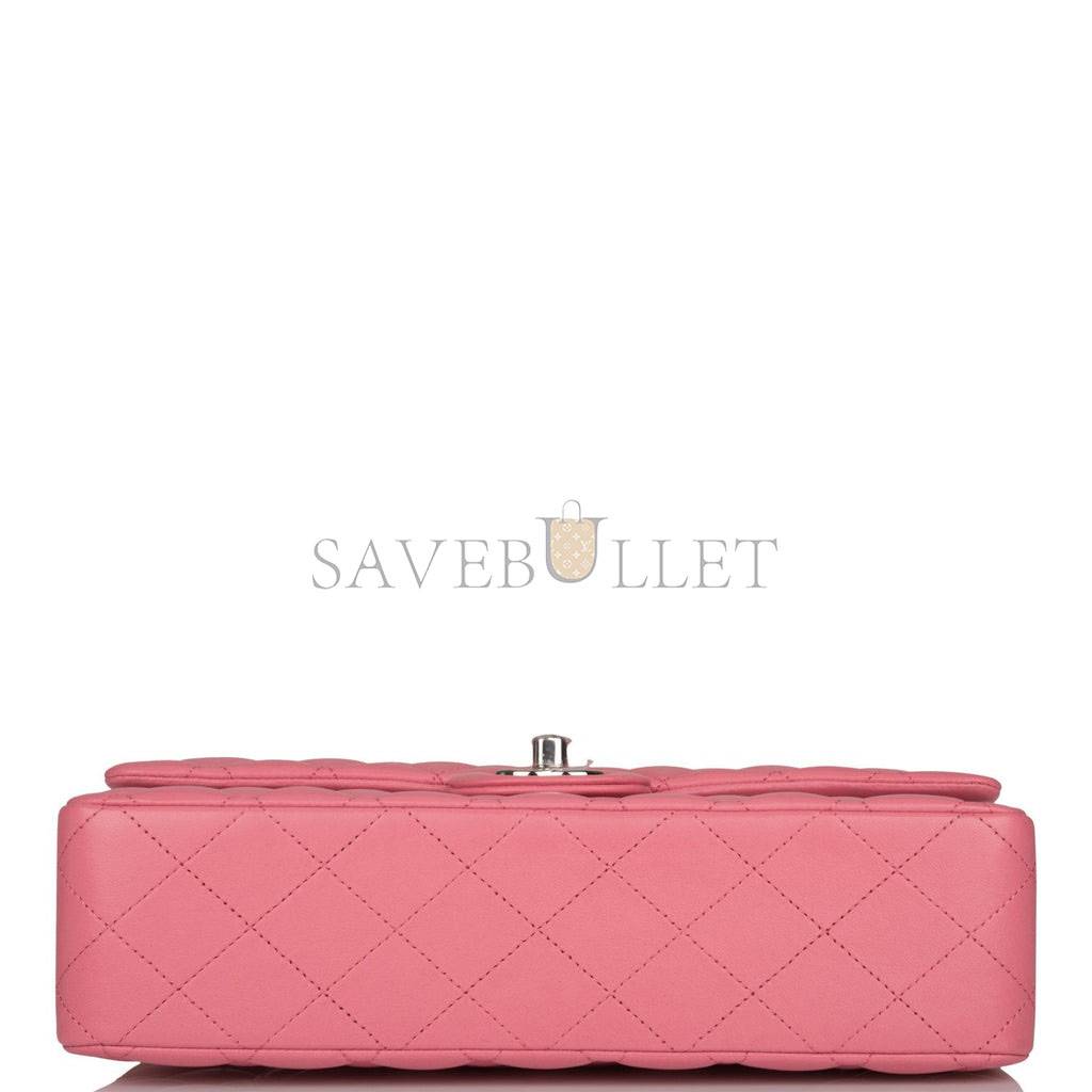 CHANEL MEDIUM CLASSIC DOUBLE FLAP BAG ROSE QUILTED LAMBSKIN SILVER HARDWARE (25*15*7cm) CHANEL MEDIUM CLASSIC DOUBLE FLAP BAG ROSE QUILTED LAMBSKIN SILVER HARDWARE (25*15*7cm)