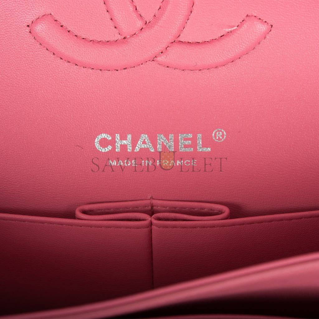 CHANEL MEDIUM CLASSIC DOUBLE FLAP BAG ROSE QUILTED LAMBSKIN SILVER HARDWARE (25*15*7cm) CHANEL MEDIUM CLASSIC DOUBLE FLAP BAG ROSE QUILTED LAMBSKIN SILVER HARDWARE (25*15*7cm)