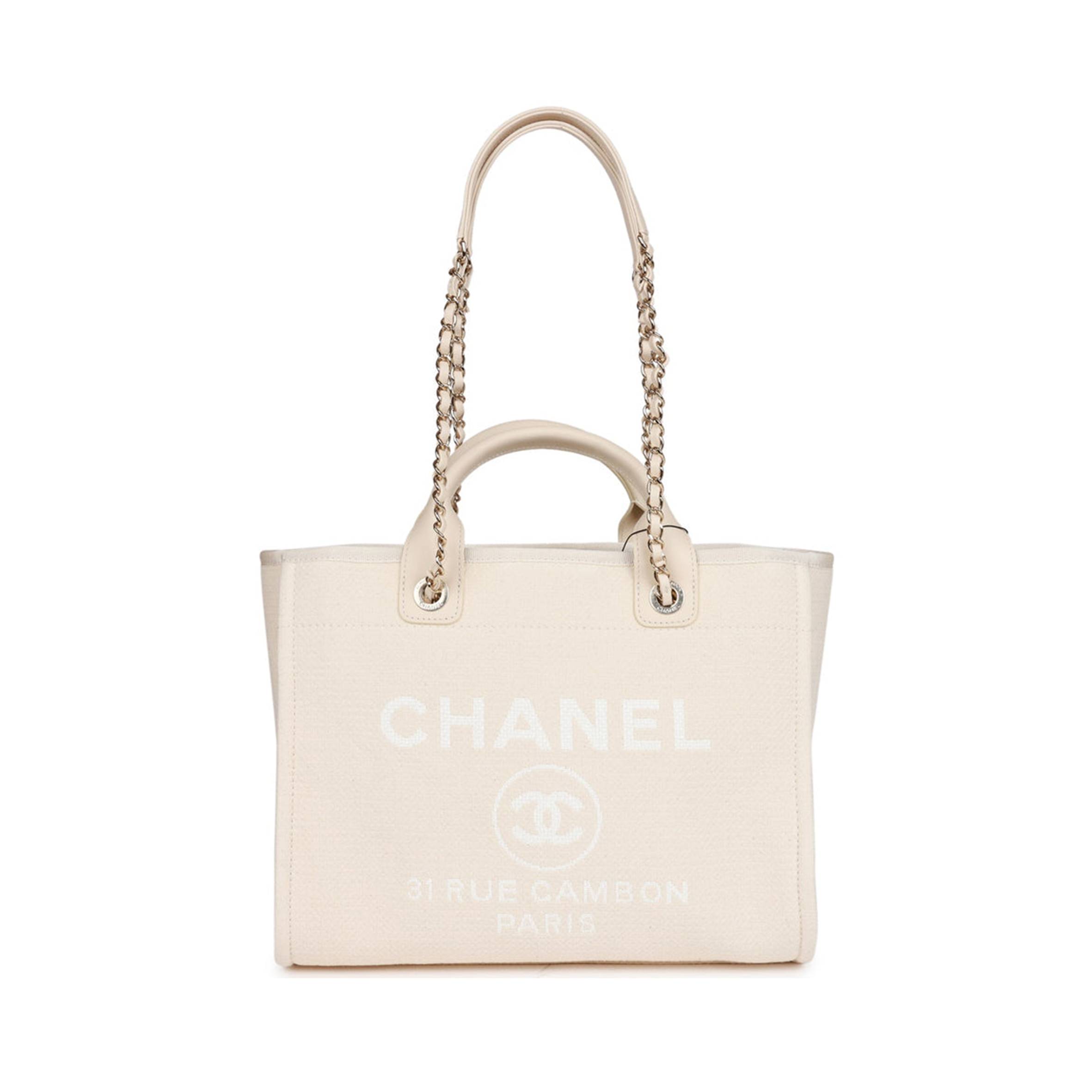 CHANEL LARGE DEAUVILLE SHOPPING BAG WHITE BOUCLE LIGHT GOLD HARDWARE (41*28*15cm) CHANEL LARGE DEAUVILLE SHOPPING BAG WHITE BOUCLE LIGHT GOLD HARDWARE (41*28*15cm)